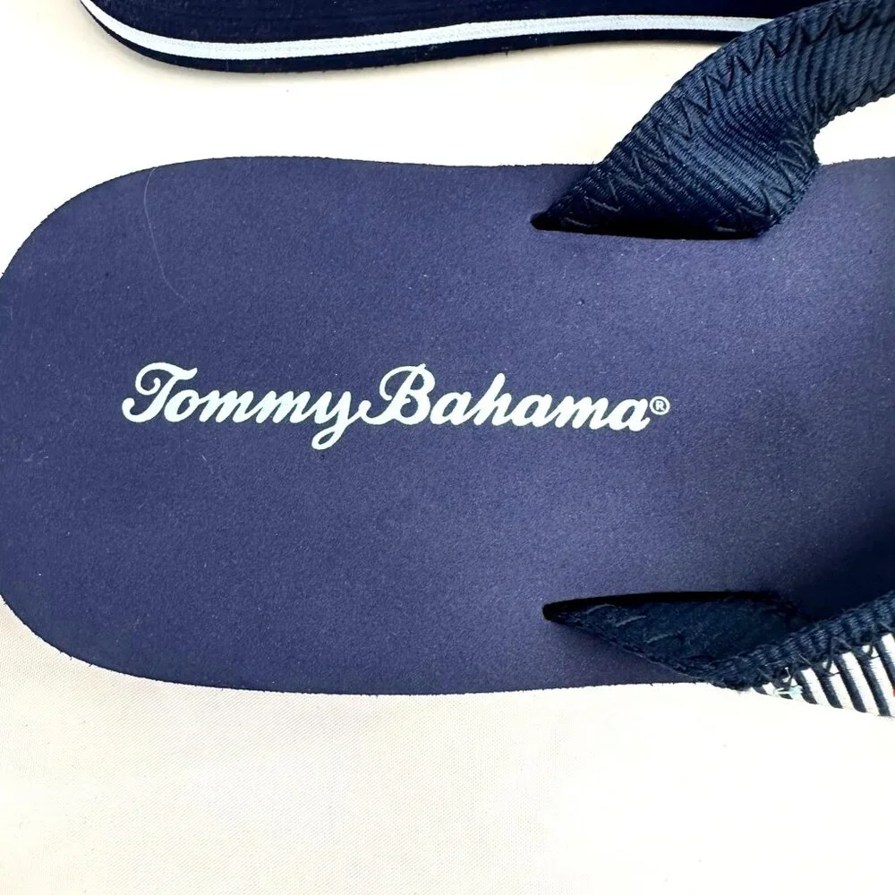 Tommy Bahama Womens Miramar Flip Flops Size 9 US Navy Blue Sailboat & Heart - Picture 4 of 8